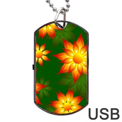 Flower Pattern Floral Non Seamless Dog Tag Usb Flash (two Sides) by Pakrebo