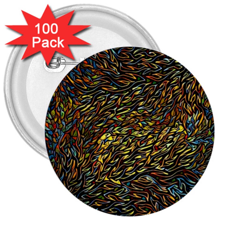 Flames Pattern Texture Gold 3  Buttons (100 pack) 