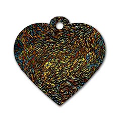 Flames Pattern Texture Gold Dog Tag Heart (one Side) by Pakrebo