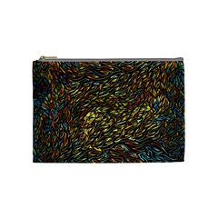 Flames Pattern Texture Gold Cosmetic Bag (medium) by Pakrebo