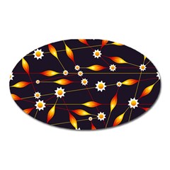 Flower Buds Floral Background Oval Magnet by Pakrebo