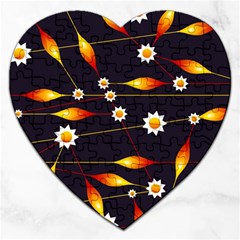 Flower Buds Floral Background Jigsaw Puzzle (heart) by Pakrebo