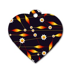 Flower Buds Floral Background Dog Tag Heart (one Side) by Pakrebo