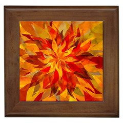 Flower Blossom Red Orange Abstract Framed Tiles by Pakrebo