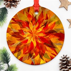 Flower Blossom Red Orange Abstract Ornament (Round)