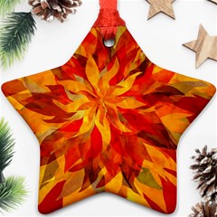 Flower Blossom Red Orange Abstract Ornament (Star)