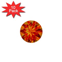 Flower Blossom Red Orange Abstract 1  Mini Buttons (10 pack) 