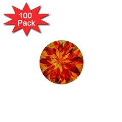 Flower Blossom Red Orange Abstract 1  Mini Buttons (100 pack) 