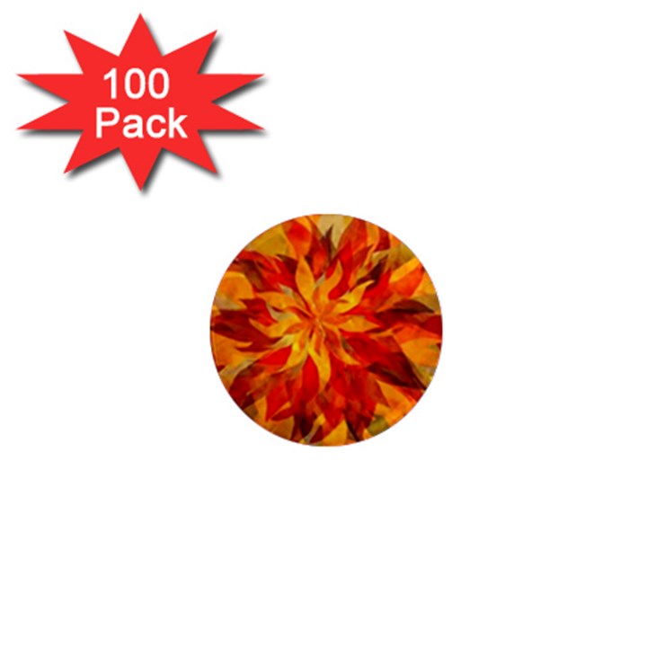 Flower Blossom Red Orange Abstract 1  Mini Magnets (100 pack) 