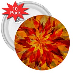 Flower Blossom Red Orange Abstract 3  Buttons (10 pack) 