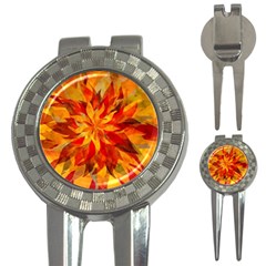 Flower Blossom Red Orange Abstract 3-in-1 Golf Divots