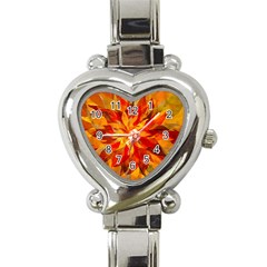 Flower Blossom Red Orange Abstract Heart Italian Charm Watch