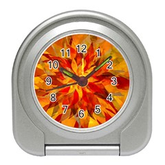 Flower Blossom Red Orange Abstract Travel Alarm Clock by Pakrebo