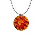 Flower Blossom Red Orange Abstract 1  Button Necklace Front