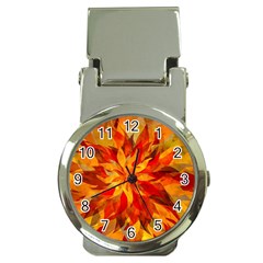 Flower Blossom Red Orange Abstract Money Clip Watches