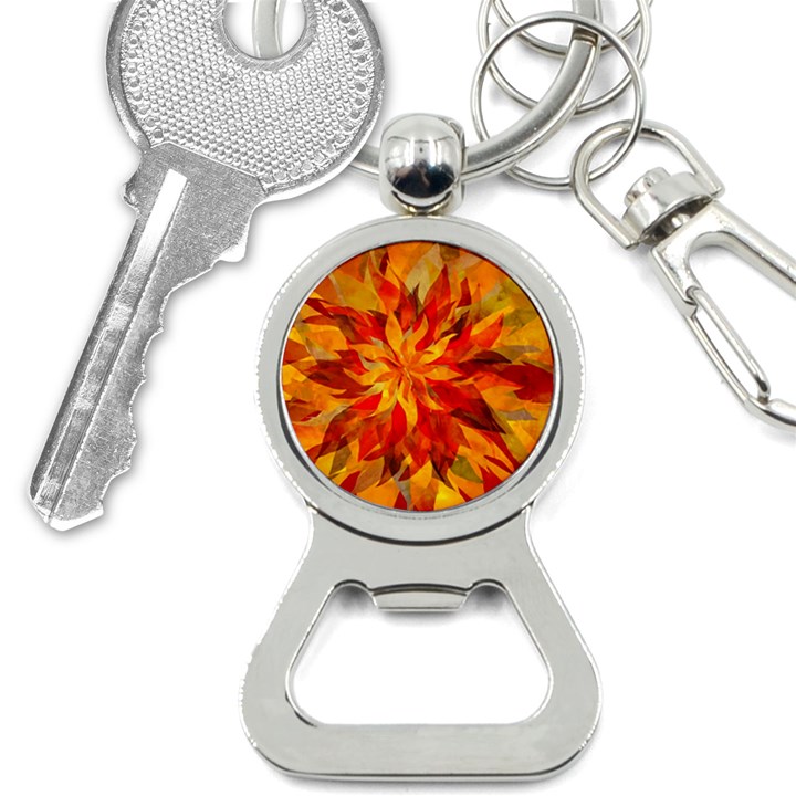 Flower Blossom Red Orange Abstract Bottle Opener Key Chains