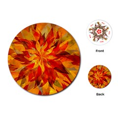 Flower Blossom Red Orange Abstract Playing Cards (Round)