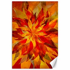 Flower Blossom Red Orange Abstract Canvas 12  x 18 