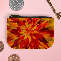 Flower Blossom Red Orange Abstract Mini Coin Purse