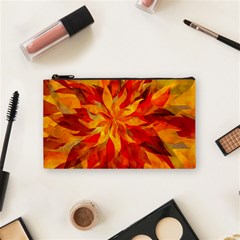 Flower Blossom Red Orange Abstract Cosmetic Bag (Small)