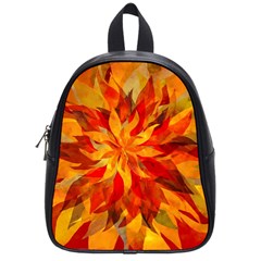 Flower Blossom Red Orange Abstract School Bag (Small)