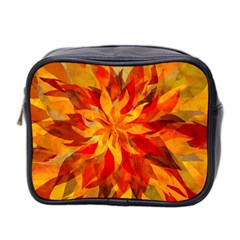 Flower Blossom Red Orange Abstract Mini Toiletries Bag (Two Sides)