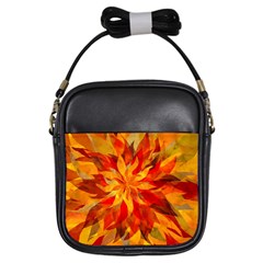 Flower Blossom Red Orange Abstract Girls Sling Bag by Pakrebo