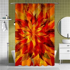 Flower Blossom Red Orange Abstract Shower Curtain 48  x 72  (Small) 