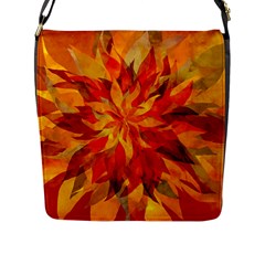 Flower Blossom Red Orange Abstract Flap Closure Messenger Bag (l) by Pakrebo