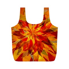 Flower Blossom Red Orange Abstract Full Print Recycle Bag (M)