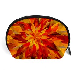 Flower Blossom Red Orange Abstract Accessory Pouch (Large)