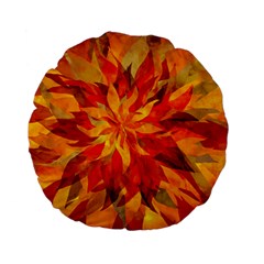 Flower Blossom Red Orange Abstract Standard 15  Premium Flano Round Cushions