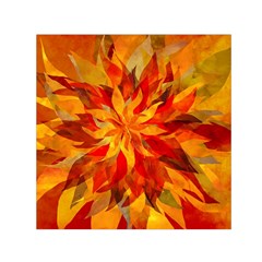 Flower Blossom Red Orange Abstract Small Satin Scarf (Square)