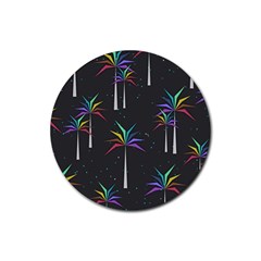 Background Flora Trees Palm Rubber Coaster (round)  by Pakrebo