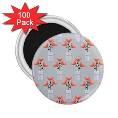 Pattern Non Seamless Floral Flowers 2 25  Magnets (100 Pack)  by Pakrebo