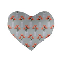 Pattern Non Seamless Floral Flowers Standard 16  Premium Flano Heart Shape Cushions by Pakrebo