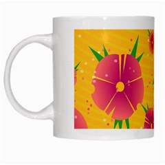 Background Flowers Floral Pattern White Mugs