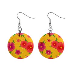 Background Flowers Floral Pattern Mini Button Earrings