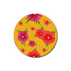 Background Flowers Floral Pattern Rubber Round Coaster (4 pack) 