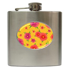 Background Flowers Floral Pattern Hip Flask (6 oz)