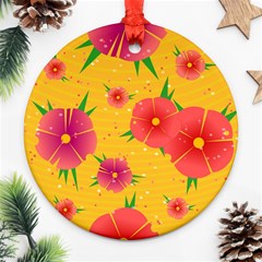 Background Flowers Floral Pattern Round Ornament (Two Sides)