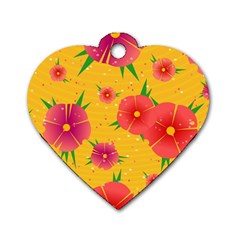 Background Flowers Floral Pattern Dog Tag Heart (Two Sides)