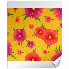 Background Flowers Floral Pattern Canvas 11  x 14 