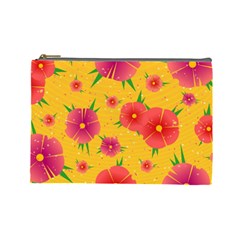 Background Flowers Floral Pattern Cosmetic Bag (Large)