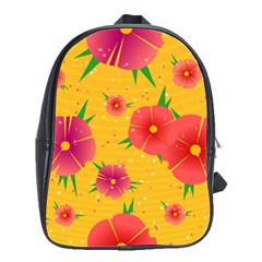 Background Flowers Floral Pattern School Bag (Large)