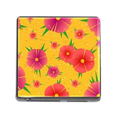 Background Flowers Floral Pattern Memory Card Reader (Square 5 Slot)