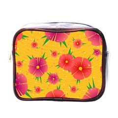 Background Flowers Floral Pattern Mini Toiletries Bag (One Side)