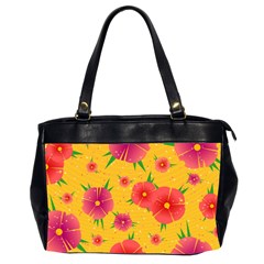 Background Flowers Floral Pattern Oversize Office Handbag (2 Sides)