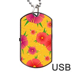 Background Flowers Floral Pattern Dog Tag USB Flash (Two Sides)