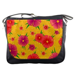 Background Flowers Floral Pattern Messenger Bag